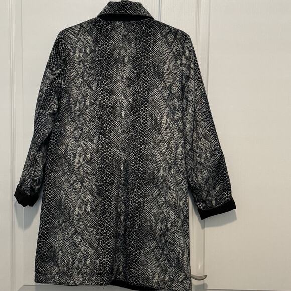 Jane Post Reversible Rain Coat jacket Black Gray Reptile Sz Small Woman - Picture 4 of 12